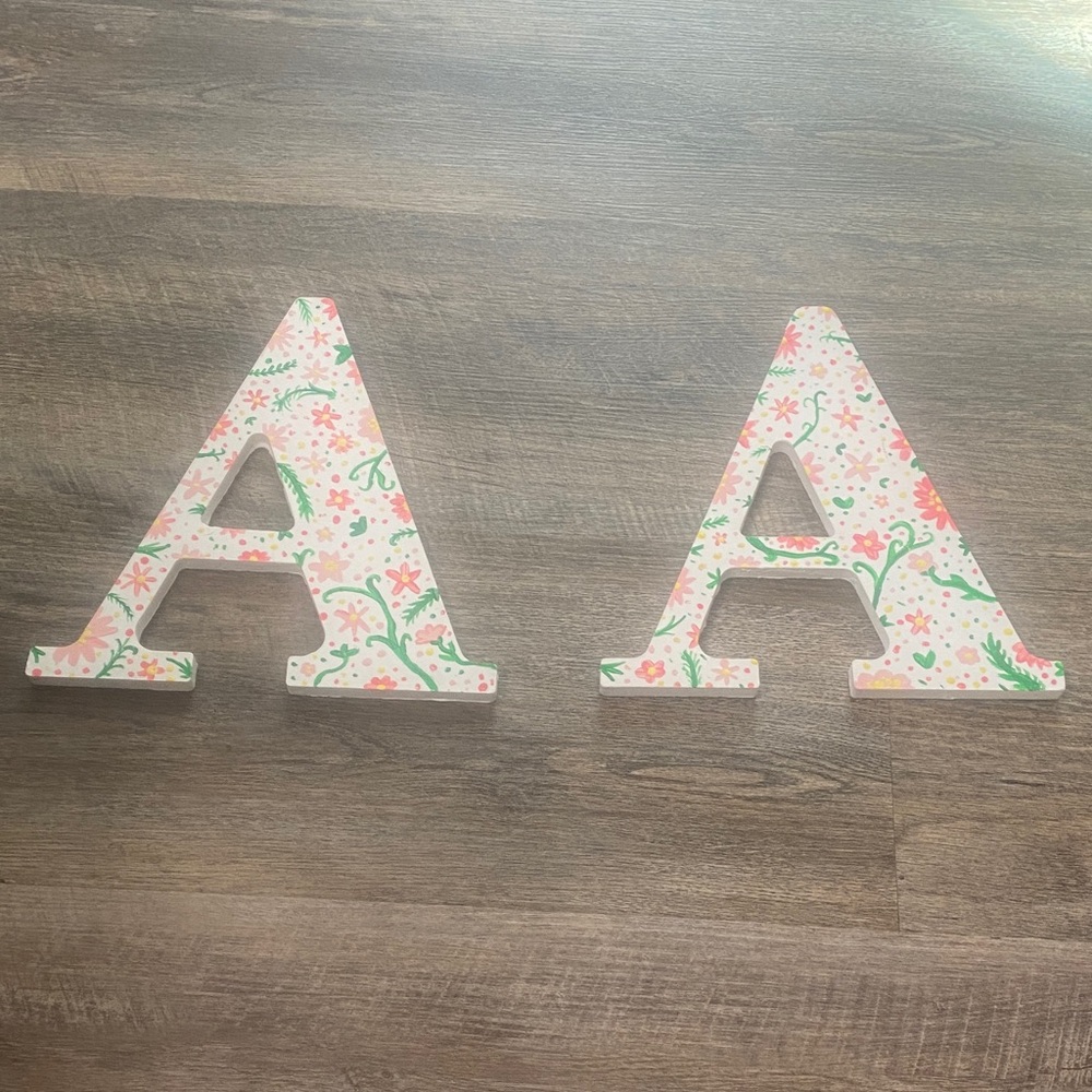 Hand painted Floral Wooden Letter As set of 2